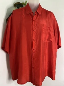 Rare Vintage Oleg Cassini Silks Shirt Men XLarge Red Silk Button Up Pocket 1970s - Picture 1 of 21
