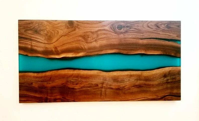 36" x 22" Corner Table Top Epoxy Wood table, Custom Order, epoxy Resin table - Image 1 of 1