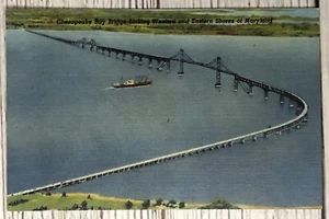 Chesapeake Bay Bridge Linking Western & Eastern Shores of Maryland Postcard - Picture 1 of 1