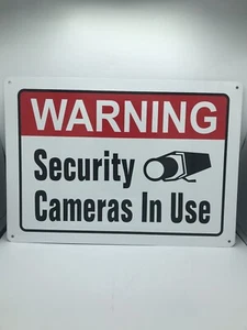 Warning Security Cameras In Use Video Surveillance Aluminum Metal Sign 14"X10" - Foto 1 di 5