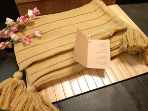 Lumi Living Raised Stripes Textured Rib Knit Lumbar Pillow Cover Mustard 14x36 - Picture 1 of 8