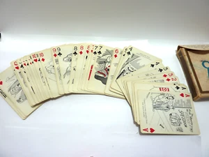 VINTAGE TUNE UP CARTOON Playing Cards - Complete w/Jokers - Picture 1 of 9