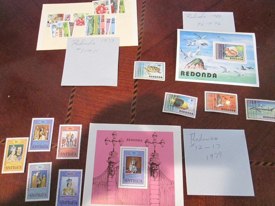 LOTE de Estampillas y Hojas de Recuerdo Redonda Antigua 1979-1980 MNH.  Scott # 1-46 Foto 1 de 4