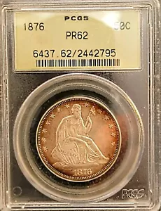 1876 Sitzende Freiheit Half Dollar PP 62 PCGS alter grüner Halter - Bild 1 von 8