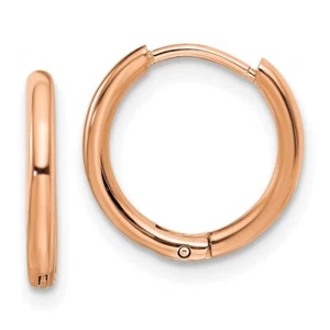 Stainless Steel Rose Gold 1.6mm Huggie Mini Small Hoop Earrings - Picture 1 of 5