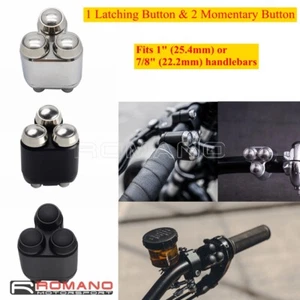 CNC 1 Self-Locking 2 Momentary Buttons Switch For Harley 1" 7/8" Motorcycle Bar - Picture 1 of 16