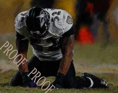 Impresión artística rara estilo óleo de Ray Lewis Ravens 12x18 LE 50 Foto 1 de 2