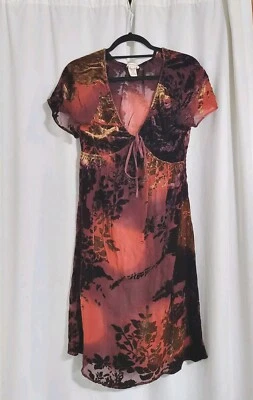 Vestido de Terciopelo Sundance Burnout Mezcla de Seda Talla Pequeña Hada Caprichosa *Falta Sin Mangas Foto 1 de 4