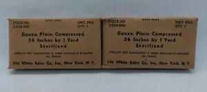 Paquete de 2 gasas vendaje de guerra de los años 50 comprimidas lisas 36" X 1 yarda blanco lirio sellado - Imagen 1 de 5