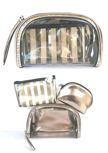 VICTORIAS SECRET 3 in 1 BEAUTY BAG SET CLEAR COSMETIC TRIO MAKEUP TRAIN CASE New - Picture 1 of 3