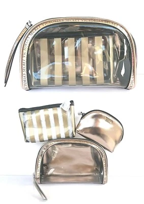 VICTORIAS SECRET 3 en 1 JUEGO BOLSA DE BELLEZA TRANSPARENTE COSMÉTICO TRÍO MAQUILLAJE TREN ESTUCHE Nuevo Foto 1 de 3