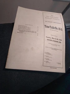 Vtg. 1920 New York Central Hudson Railroad Employee Timetable No. 10-A - Picture 1 of 2