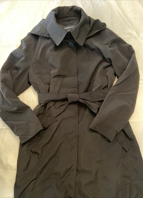 London Fog Black Buttoned Removable Lining Inner Pocket Trench Rain Coat Sz 10P - Image 1 of 4