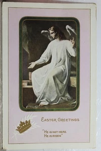 Easter Greetings He Is Not Here Risen Postcard Old Vintage Card View Standard PC - Bild 1 von 2