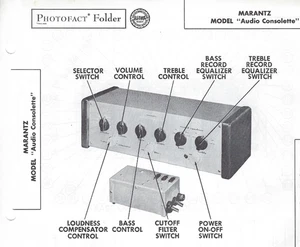 1955 Marantz Audio Consolette Preamplifier EQ Photofact Schematic Manual Preamp - Bild 1 von 2