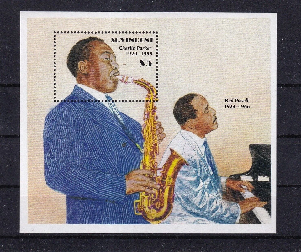 SA09 San Vicente 1989 Charlie Parker y Brad Powell - Músicos de jazz como nueva minishoja Foto 1 de 1
