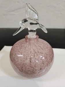 Vintage Perfume Bottle With Hummingbird Stopper All Hand Blown - Picture 1 of 8