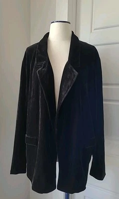 NY&CO Madie Velvet Jacket XXL Black NWT - Poly / Spandex - 7th Avenue - Image 1 of 4