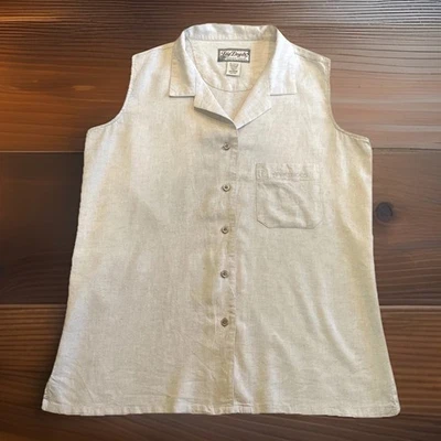 Top sin mangas Big Dogs Resort Wear bronceado con botones para mujer M Foto 1 de 4