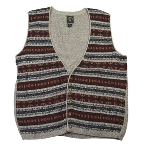 Lake Harmony Made in USA gilet uomo XL maglia motivo geometrico bottoni davanti cotone - Foto 1 di 6