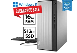 Lenovo Desktop Computer 16GB 500GB SSD 6 Cores 4.3Ghz CD/DVD Win 11 WiFi SALE - Picture 1 of 6