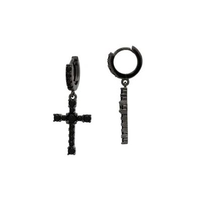 Pendientes colgantes de aro cruzado de plata de ley 925 con pepita de cartílago Foto 1 de 4