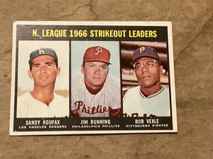 1967 TOPPS #238 NL STRIKEOUT LEADERS KOUFAX/BUNNING - EX+ - Lite Corner Wear - Picture 1 of 2