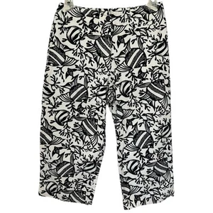 Talbots Vintage Y2K Fish Capri Pants Black White Size 4P Petite Nautical Summer - Picture 1 of 7