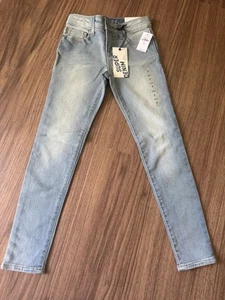 Gap Girls Super Skinny Jeans Faded Light Wash Blue Denim Adjustable Waist Sz 7 - Picture 1 of 5