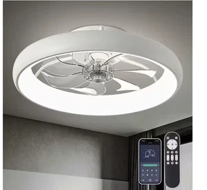 ANTOINE 20 in. LED Indoor White Bladeless App Control Low Profile Ceiling Fan-C6 - Picture 1 of 8