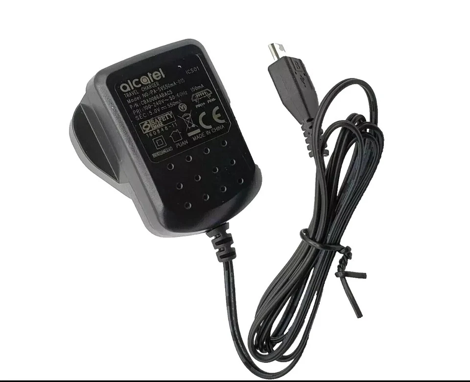 Genuine Alcatel Micro USB 3 Pin UK Wall Charger Power Adapter - Image 1 of 1