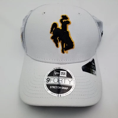 Wyoming Cowboys New Era 9forty gorra elástica a presión sombrero blanco snapback malla suave Foto 1 de 4