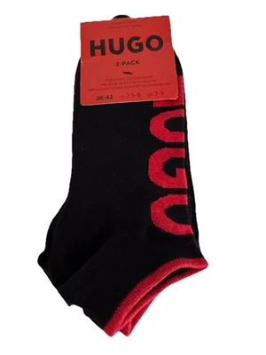 Hugo Boss Mens 2 Pack Bold Logo Low Profile Cotton Socks No Show Navy US 8-9 - Image 1 of 2
