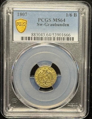 1826 Sw-Graubunden 1/6 Batzen Batzen PCGS MS 64 1/6 Batz Coin - Image 1 of 2