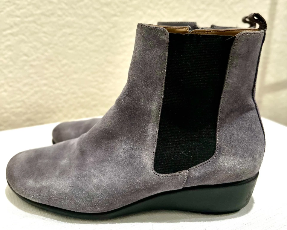 Botas/bota de tornozelo Aerosoles Alisa cinza camurça salto cunha tamanho 7.5 casual - Imagem 1 de 4