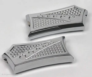 Harley Davidson Touring Passenger Peg Boards Chrome With Diamonds Cut Chrome - E - Picture 1 of 11