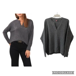 Vince Camuto Heather Gray V-Neck Long Sleeve Women's Size Medium Sweater NWT! - Picture 1 of 17