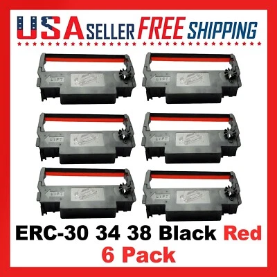 ERC-30 x 6 Pack Ribbon Black Red Ink Epson SNBC Kitchen Printer ERC30/34/38 - Image 1 of 4