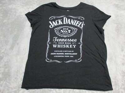 Camisa Jack Daniels Whisky Hebilla Mujer Grande Negra Blanca Logo Deletrear Cerveza Foto 1 de 4