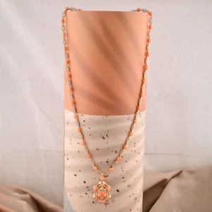23.49 Tcw Lab Grown CVD Diamond Coral Gemstone Pendant Necklace 18k Yellow Gold - Picture 1 of 10