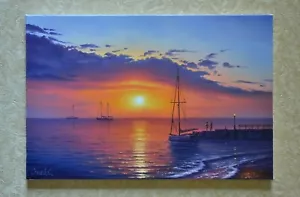 dipinti su tela originale oceano, paesaggio marino, "Pierce per due" - Foto 1 di 8
