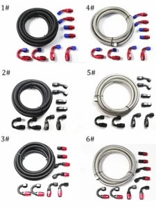 20ft Braided Fuel Hose Line + Swivel Hose End Fitting Kit 4AN/6AN/8AN/10AN/12AN - Picture 1 of 11