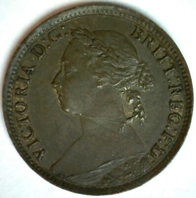 1885 Great Britain Bronze Farthing Coin Uncirculated Victoria Ruler UNC UK Coin - Image 1 of 2