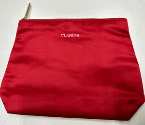 Red Clarins Toiletry Cosmetics Travel Holiday Bag Zip - Picture 1 of 3