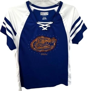 Florida Gators Womens Football Shirt size XL Lace-Up Short Sleeve Sequins Gator - Picture 1 of 6