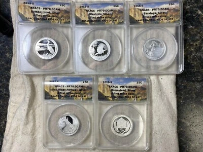 2015 S Silver Quarter Set Of 5 Coins ANACS PR70 DCAM First Strike Spots #4 - Image 1 of 4