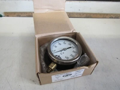 DURO INSTRUMENTS 42015811 PRESSURE GAUGE 0-400PSI 1/4"NPT LM 4.5" NEW IN BOX !!  - Image 1 of 3