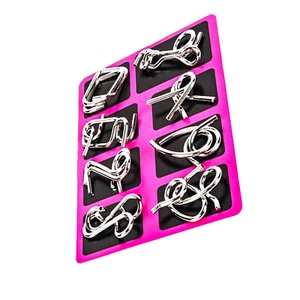 8PCS/Set Metal Puzzle Wire IQ Mind Brain Teaser Toy Educational Kids Toys - Picture 1 of 8