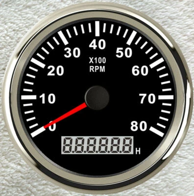 85mm black tachometer with sender with hour meter 0-8000rpm for gas disel engine - Image 1 of 4
