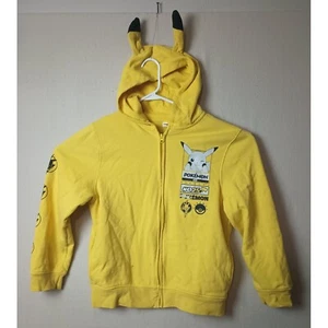 Pokemon Pikachu Hoodie Ears Zip Up Sweatshirt Graphic Yellow Size XXL - Picture 1 of 11
